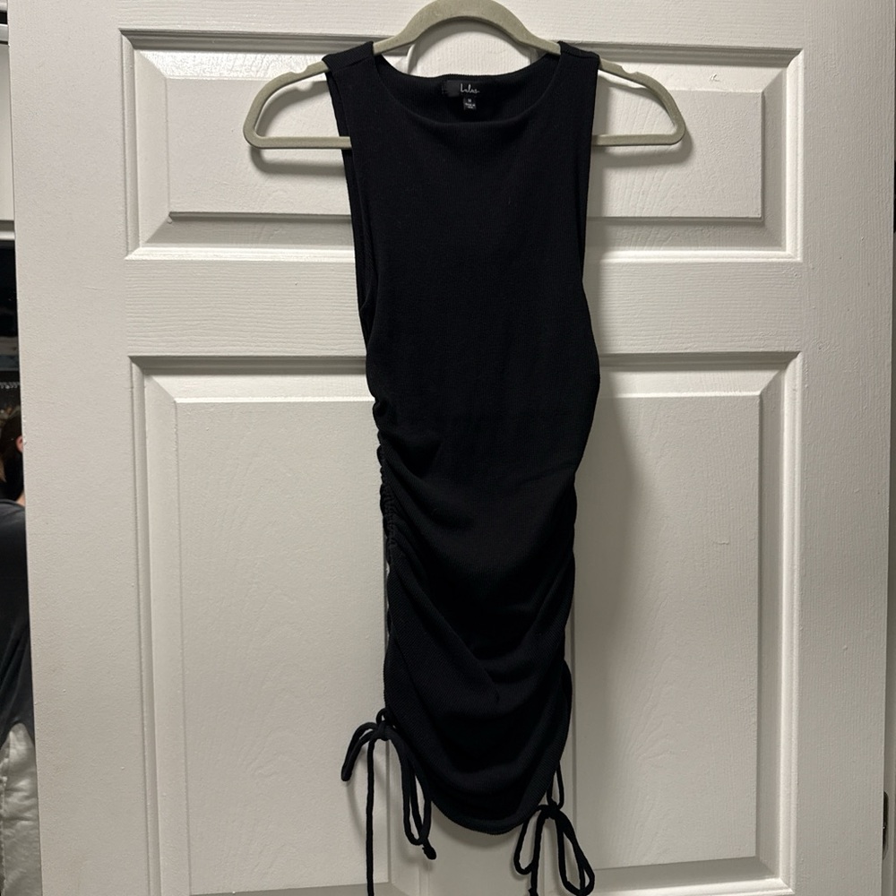 Lulu's Black Ruched Mini Dress